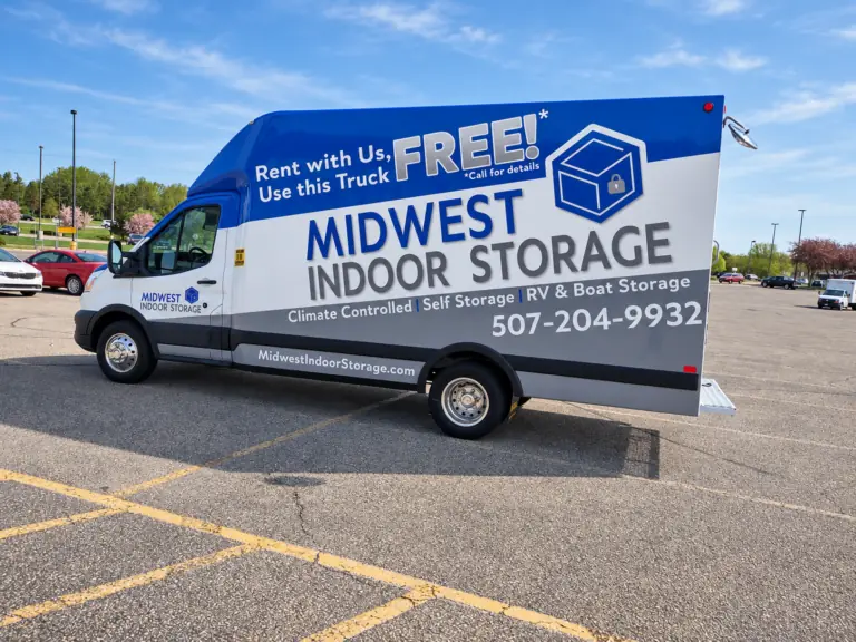 Midwest Indoor Storage moving truck at Midwest Indoor Storage in Rochester North, MN